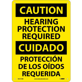 Bilingual Plastic Sign - Caution Hearing Protection Required