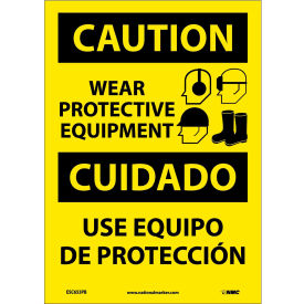 Bilingual Vinyl Sign - Caution Wear Protective Equipment