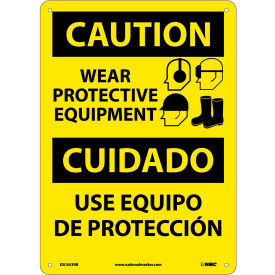 Bilingual Plastic Sign - Caution Wear Protective Equipment