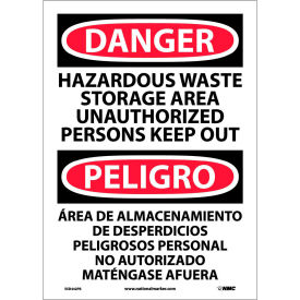 Bilingual Vinyl Sign - Danger Hazardous Waste Storage Area Unauthorized Keep Out