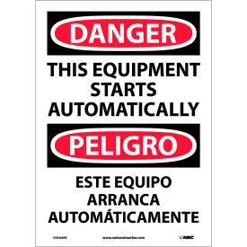 Bilingual Vinyl Sign - Danger This Equipment Starts Automatically