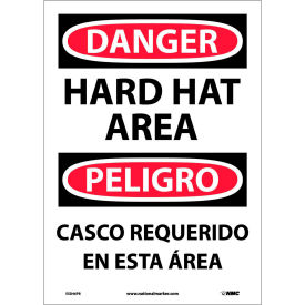 Bilingual Vinyl Sign, Danger Hard Hat Area, 10"W x 14"H