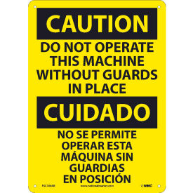 Bilingual Aluminum Sign - Caution Do Not Operate Without Guards