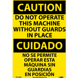 Bilingual Vinyl Sign - Caution Do Not Operate Without Guards