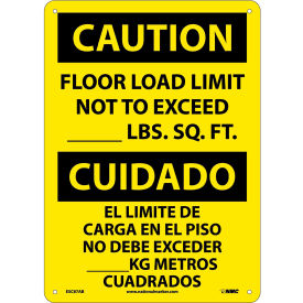 Bilingual Aluminum Sign - Caution Floor Load Limit Not To Exceed