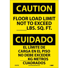 Bilingual Vinyl Sign - Caution Floor Load Limit Not To Exceed