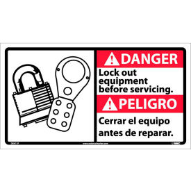 Bilingual Vinyl Sign - Danger Lock Out Equipment Before Servicing