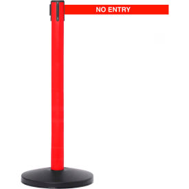 SafetyMaster 450 Retractable Belt Barrier, 40" Red Post, 7-1/2' Red "No Entry" Belt