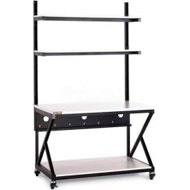 48" Performance 200 Series LAN Station with Full Bottom Shelf, Folkstone Gray