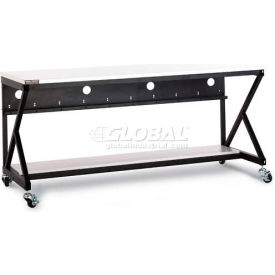 72" Performance 400 Series LAN Station with Half Bottom Shelf, Folkstone Gray