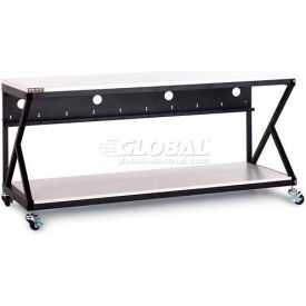 72" Performance 300 Series LAN Station with Full Bottom Shelf, Folkstone Gray