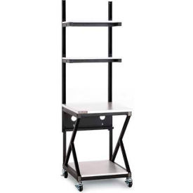 24" Performance 200 Series LAN Station with Full Bottom Shelf, Folkstone Gray