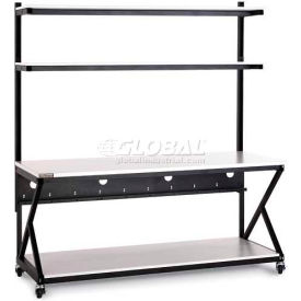 72" Performance 200 Series LAN Station with Full Bottom Shelf, Folkstone Gray