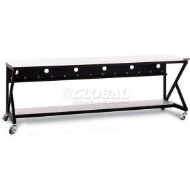 96" Performance 400 Series LAN Station with Half Bottom Shelf, Folkstone Gray