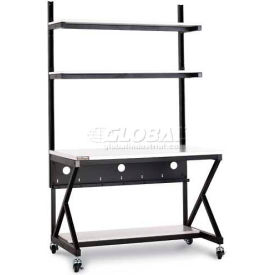 48" Performance LAN Station with Half Bottom Shelf, Folkstone Gray