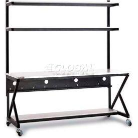 72" Performance 100 Series LAN Station with Half Bottom Shelf, Folkstone Gray