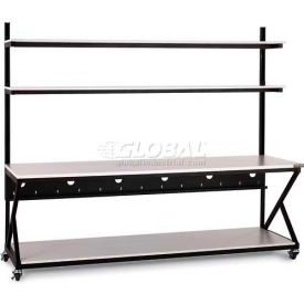 96" Performance 200 Series LAN Station with Full Bottom Shelf, Folkstone Gray