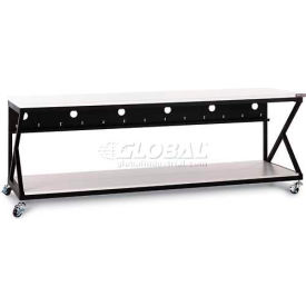 96" Performance 300 Series LAN Station with Full Bottom Shelf, Folkstone Gray