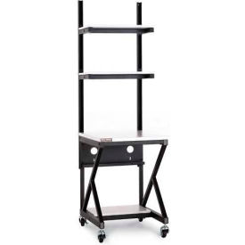 24" Performance 100 Series LAN Station with Half Bottom Shelf, Folkstone Gray
