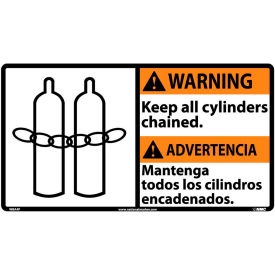 Bilingual Vinyl Sign - Warning Keep All Cylinders Chained