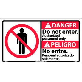 Bilingual Vinyl Sign, Danger Do Not Enter Authorized Personnel Only, 18"W x 10"H
