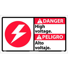 Bilingual Vinyl Sign, Danger High Voltage, 18"W x 10"H