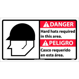Bilingual Vinyl Sign - Danger Hard Hats Required In This Area