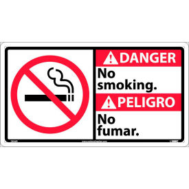 Bilingual Plastic Sign, Danger No Smoking, 18"W x 10"H