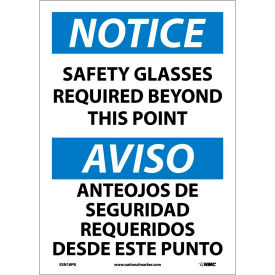 Bilingual Vinyl Sign - Notice Safety Glasses Required Beyond This Point