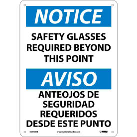 Bilingual Plastic Sign - Notice Safety Glasses Required Beyond This Point