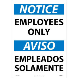 Bilingual Vinyl Sign, Notice Employees Only, 14"W x 20"H