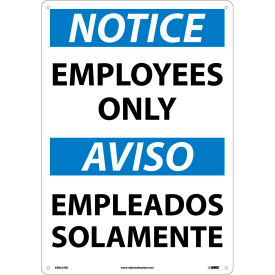 Bilingual Plastic Sign, Notice Employees Only, 14"W x 20"H