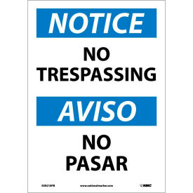 Bilingual Vinyl Sign, Round Corner, Notice No Trespassing, 10"W x 14"H