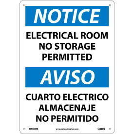 Bilingual Plastic Sign - Notice Electrical Room No Storage Permitted