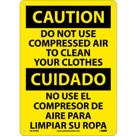 Bilingual Plastic Sign - Caution Do Not Use Compressed Air To Clean Clothes