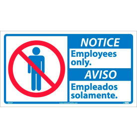 Bilingual Vinyl Sign, Notice Employees Only, 18"W x 10"H