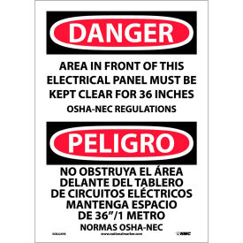 Bilingual Vinyl Sign, Area In Front Of This Electrical Panel Kept Clear, 10"W x 14"H