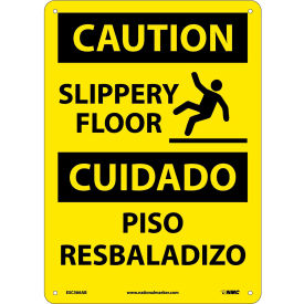Bilingual Aluminum Sign - Caution Slippery Floor