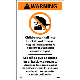 Bilingual Vinyl Infant Drowning Label - Children Can Fall Into The Bucket