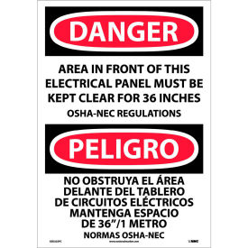 Bilingual Vinyl Sign, Area In Front Of This Electrical Panel Kept Clear, 14"W x 20"H