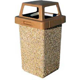 Concrete Waste Receptacle W/Brown 4 Way Top - 20" X 20" Gray/Tan
