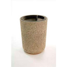 Concrete Waste Receptacle W/Gray Aluminum Ash N Trash Top - 24" Dia x 33" Sand