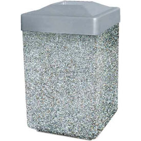 Concrete Waste Receptacle W/Gray Plastic Pitch In Top - 25" X 25" Gray/Tan