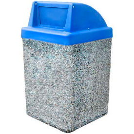 Concrete Waste Receptacle W/Blue Push Door Top - 25" X 25" Gray/Tan