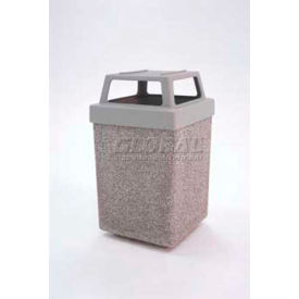 Concrete Waste Receptacle W/Brown Plastic 4 Way Top - 25" X 25" Gray/Tan