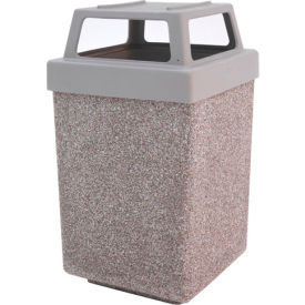 Concrete Waste Receptacle W/Gray Plastic 4 Way Top - 25" X 25" Gray/Tan