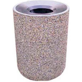 Concrete Waste Receptacle W/Black Aluminum Pitch In Top - 24" Dia x 33" Sand