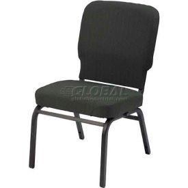 Oversized Church Chair - Armless - Stacking - Slate Fabric/Black Frame