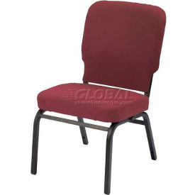 Oversized Church Chair - Armless - Stacking - Red Wine Vinyl Black Frame