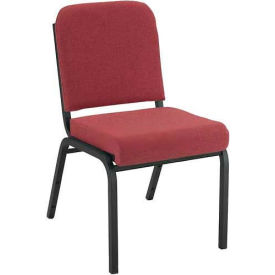 Stacking Chair with Front Roll - Armless - 2" Burgundy Fabric/Black Steel Frame